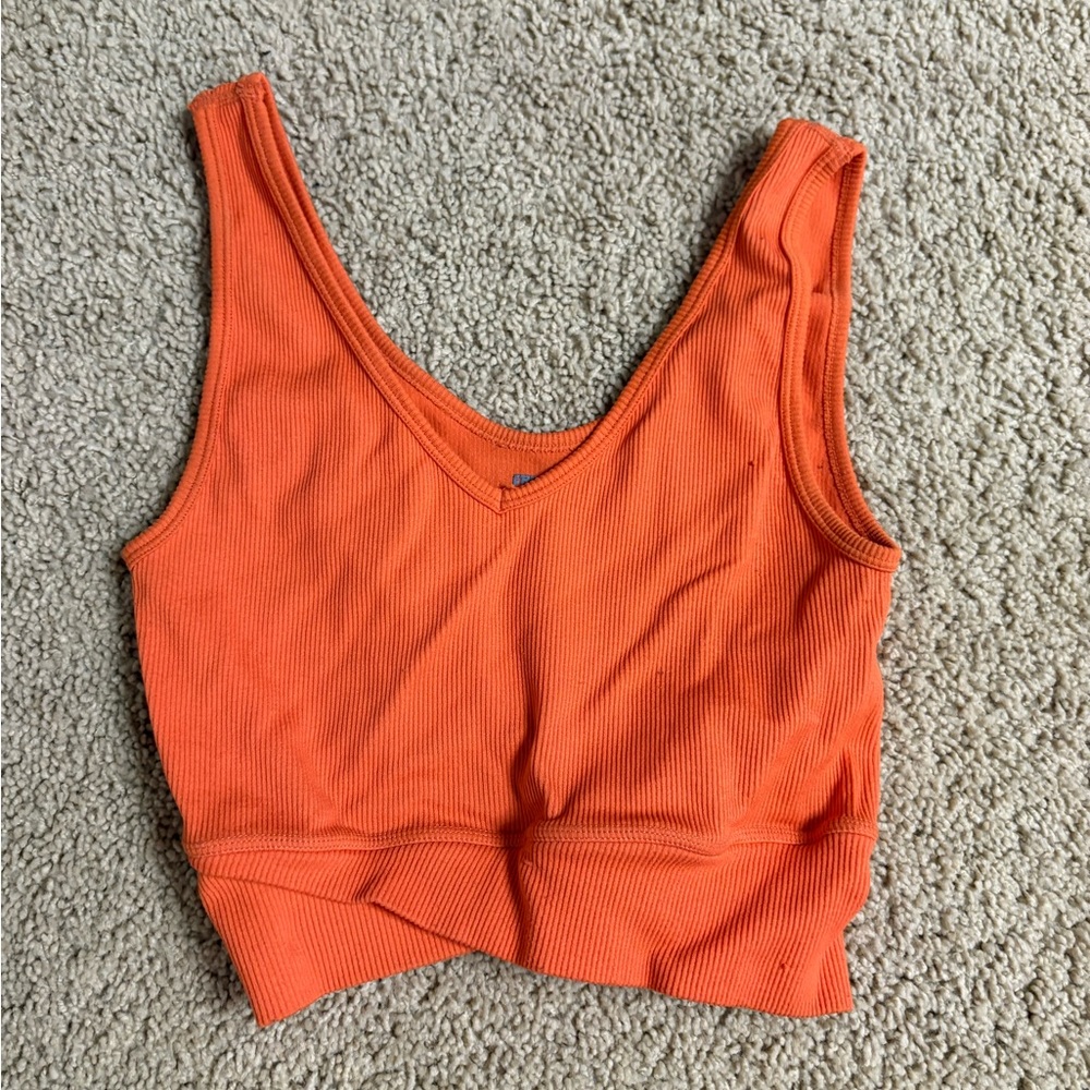 Orange Ribbed Tank Top